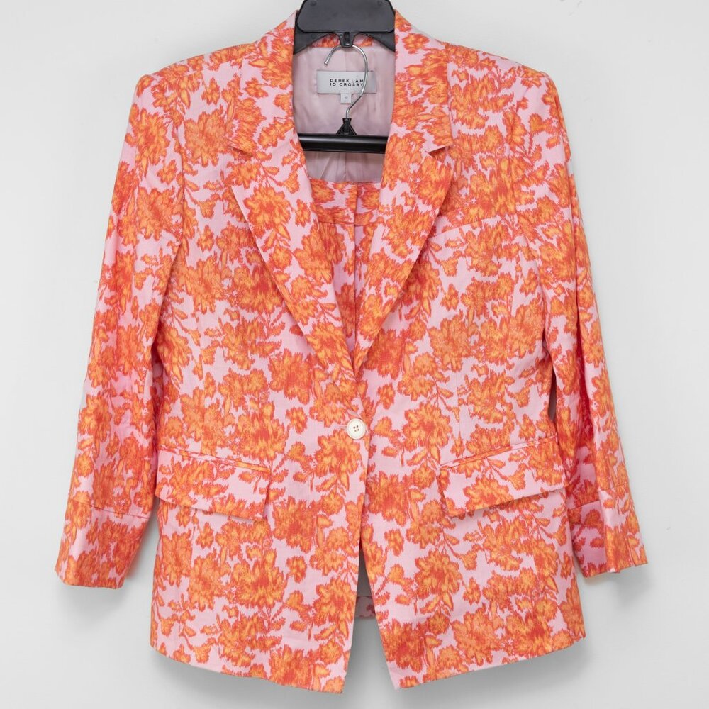 Derek Lam 10 Crosby Vadella Shorts & Irina Blazer Jacket Set Orange Pink Size 12 - Picture 2 of 16